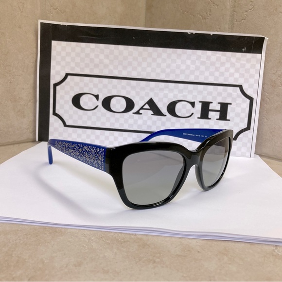 New Coach HC8139 L110 Black w/blue temples Sunglasses - Picture 6 of 13
